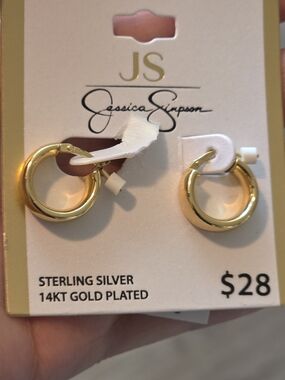 Jessica Simpson Shiny Gold Hoop Earrings